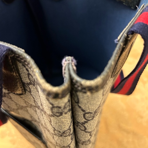 GUCCI AUTHENTIC GG CANVAS AND LEATHER SHERRY LINE TOTE - Picture 6 of 12